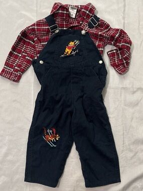 RARE VINTAGE DISNEY 90s WINNIE THE POOH WINTER OVERALLS SET